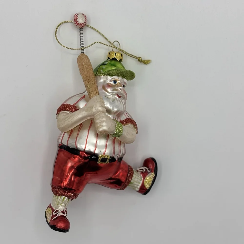 NY Yankees MLB Christmas Ornament Lot 5 Glass Santa Bear Jersey Baseball Decor